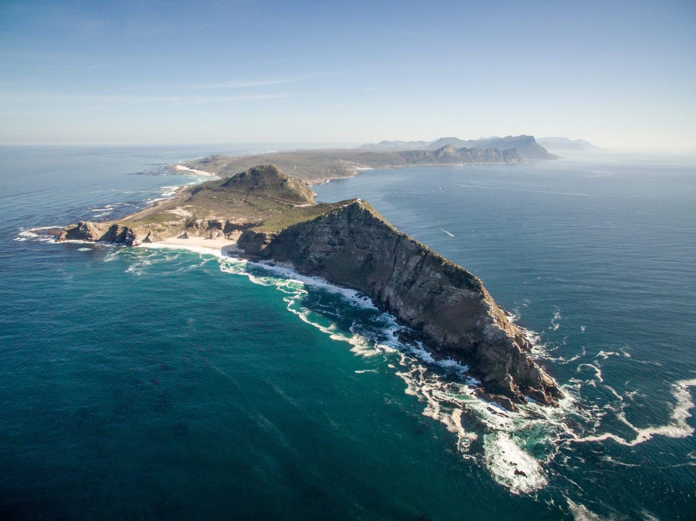 Aerial view of Cape Point and Cape of Good Hope