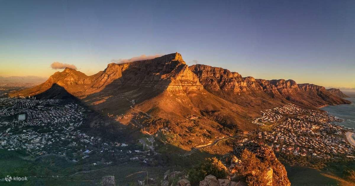 View of Table Mountain from Lion's Head at sunset